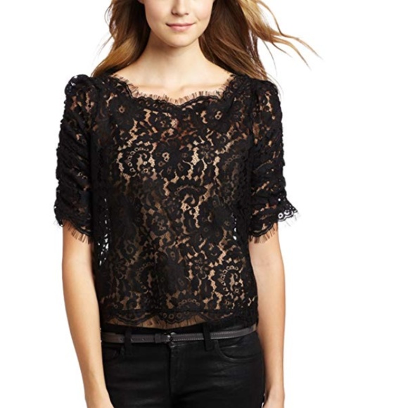joie black lace top